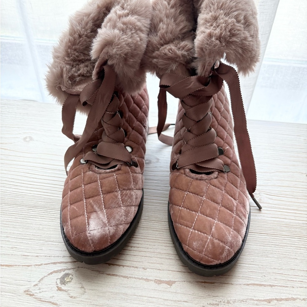 Isaac Mizrahi Brown Lace Up Boots with Woven Leather